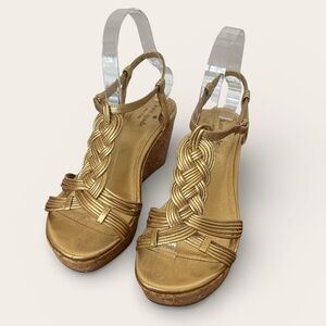 Kate Spade Gold Braided Wedges